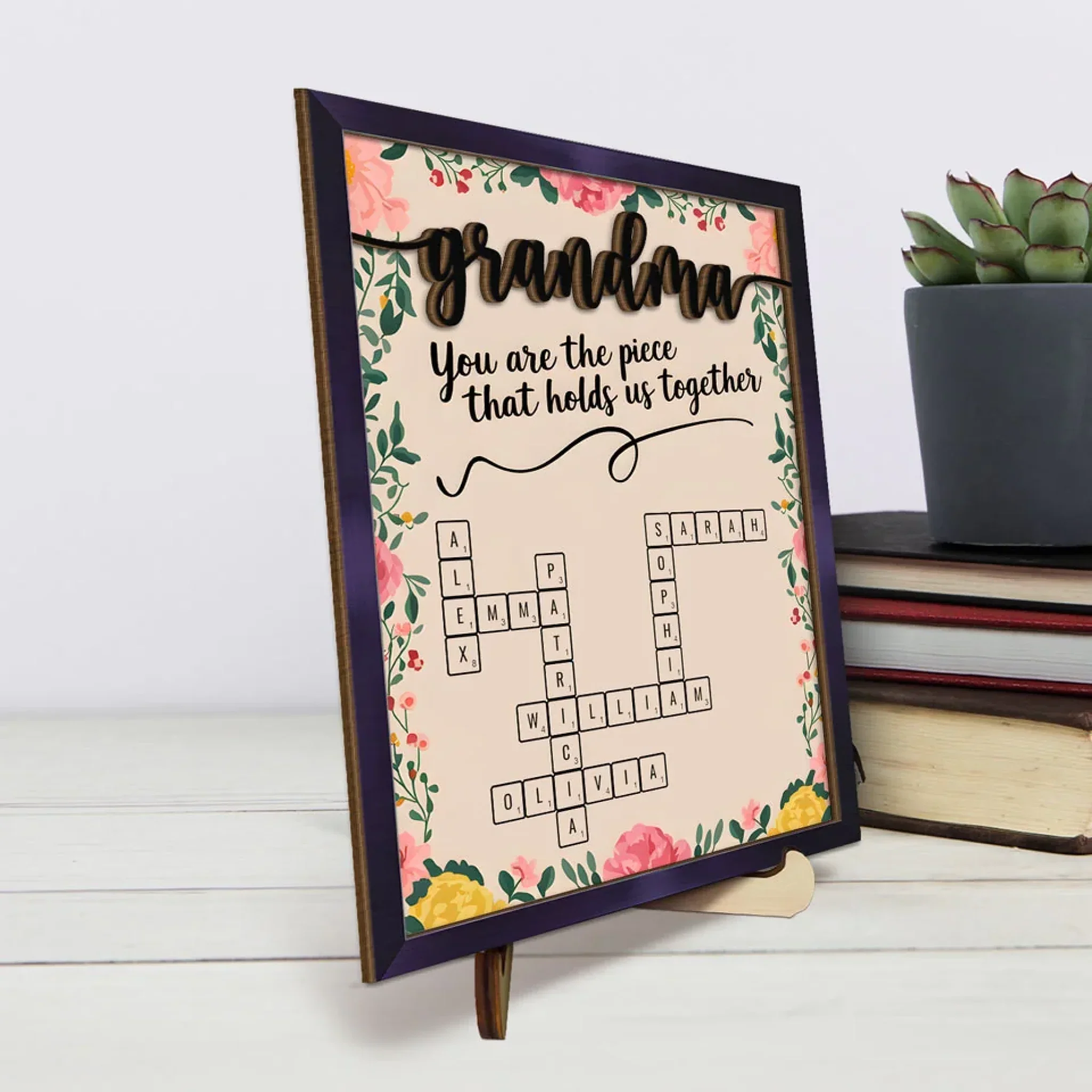 Families Grow Strong In The Warmth Of Grandma’s Love - Family Personalized Custom 2-Layered Wooden Plaque With Stand - Mother's Day Gift For Mom, Grandma - Image 4