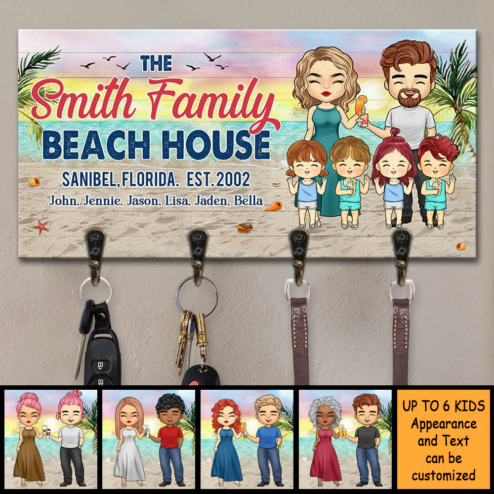 Family Beach House - - Personalized Key Hanger, Key Holder - Gift For Couples, Husband Wife - Image 3