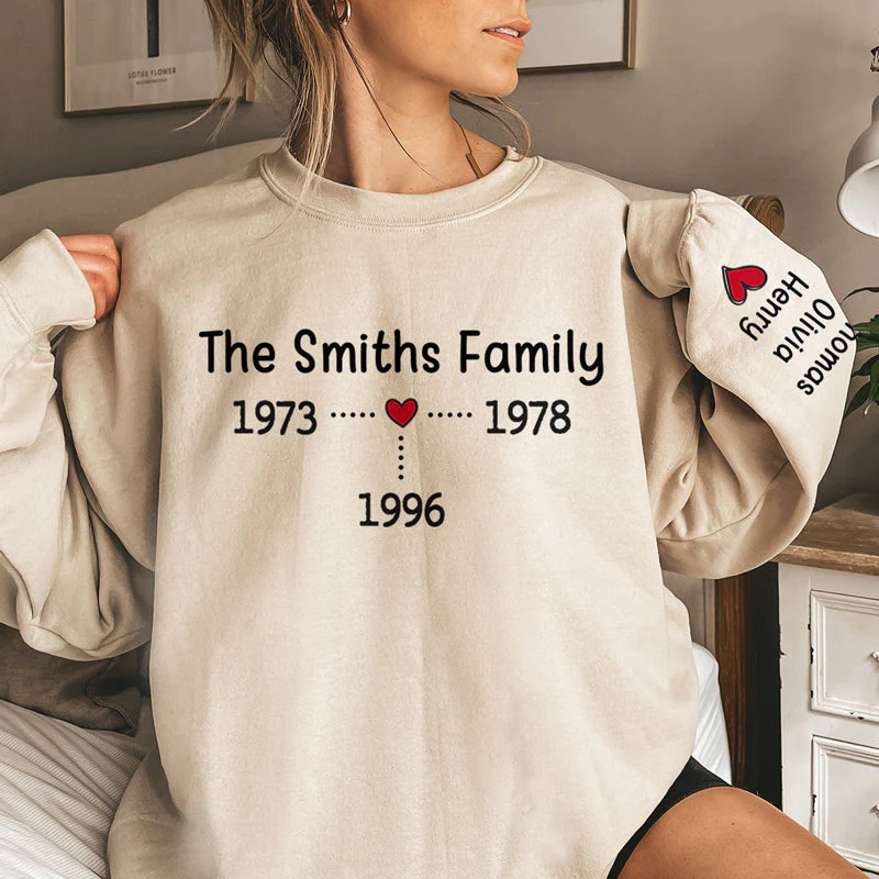 Family Forever - Family Personalized Custom Unisex Sweatshirt With Design On Sleeve - Christmas Gift For Family Members - Image 2