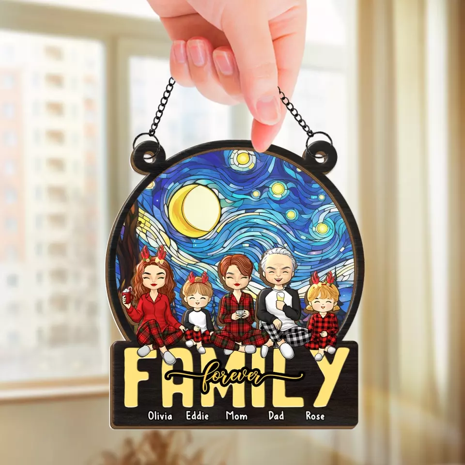 Family Forever - Family Personalized Window Hanging Suncatcher - Christmas Gift For Family Members - Image 3