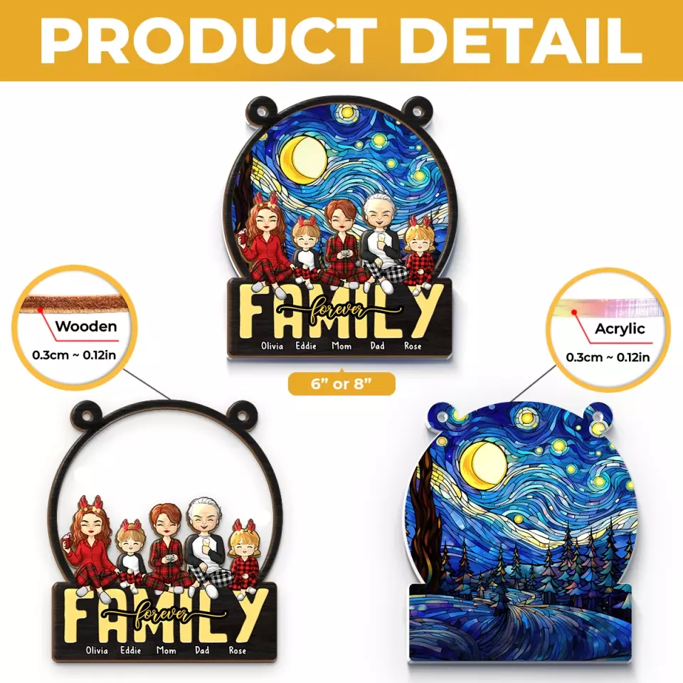 Family Forever - Family Personalized Window Hanging Suncatcher - Christmas Gift For Family Members - Image 5