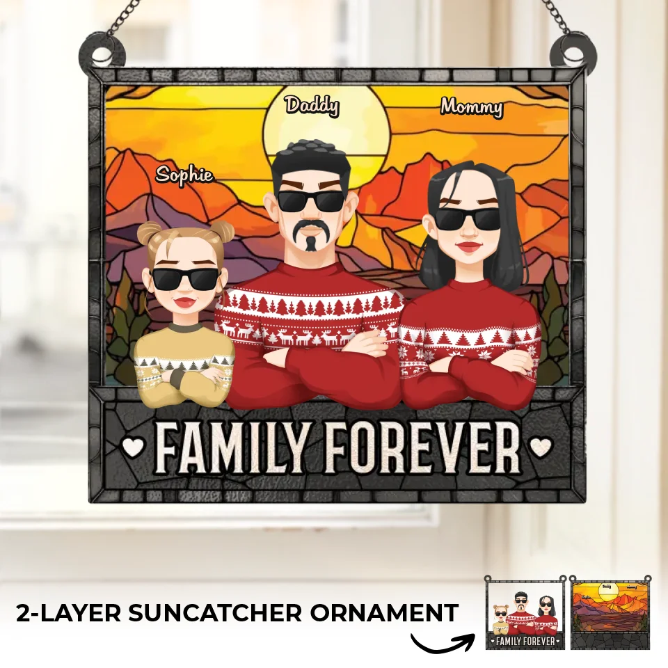 Family Forever - Family Personalized Window Hanging Suncatcher Ornament - Christmas Gift For Family Members - Image 2