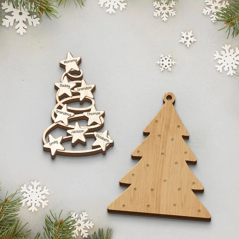 Family Is The Greatest Christmas Gift - Family Personalized Custom Shaped 2 Layered Wood Christmas Ornament - Christmas Gift For Family Members - Image 3