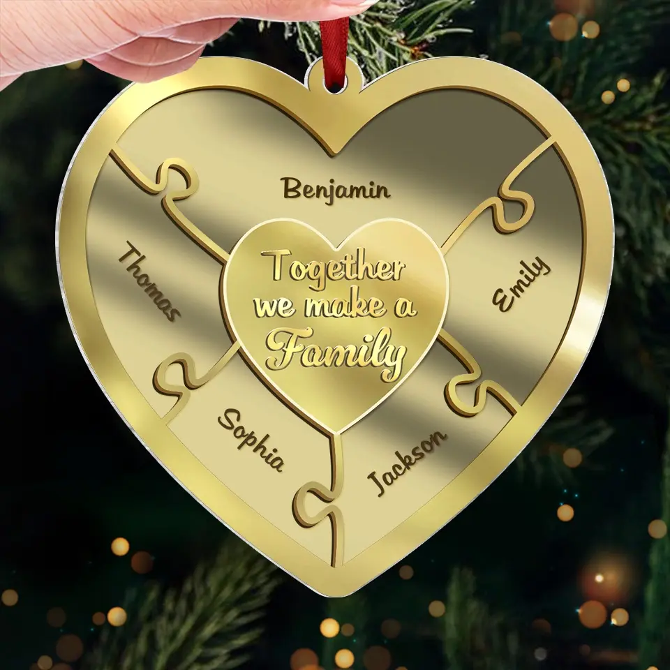 Family Is The Heartbeat Of The Home - Family Personalized Custom Mirrored Acrylic Ornament - Christmas Gift For Family Members - Image 3
