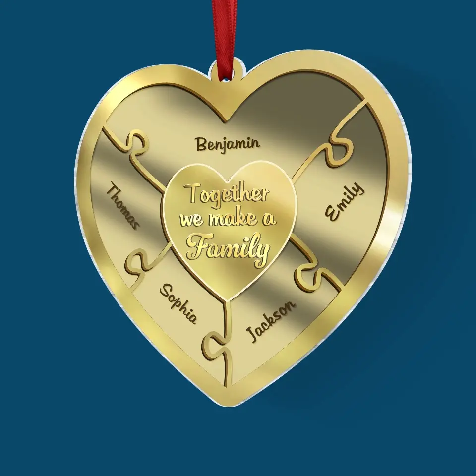 Family Is The Heartbeat Of The Home - Family Personalized Custom Mirrored Acrylic Ornament - Christmas Gift For Family Members - Image 4