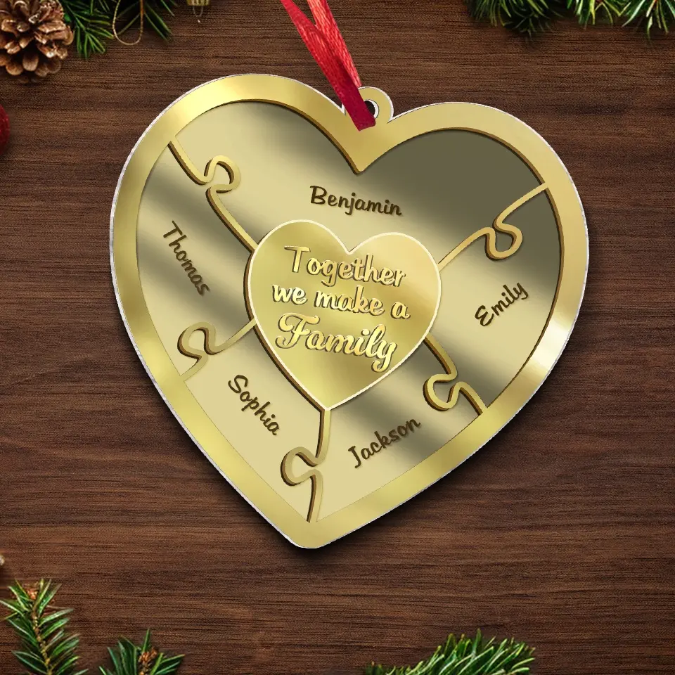 Family Is The Heartbeat Of The Home - Family Personalized Custom Mirrored Acrylic Ornament - Christmas Gift For Family Members - Image 5