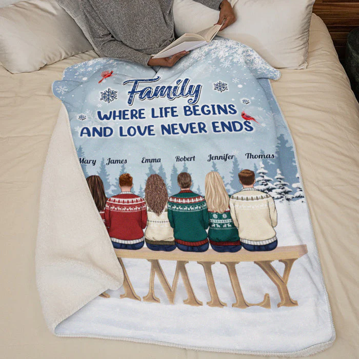 Family Where Life Begins And Love Never Ends - Memorial Personalized Custom Blanket - Sympathy Gift, Christmas Gift For Family Members - Image 4