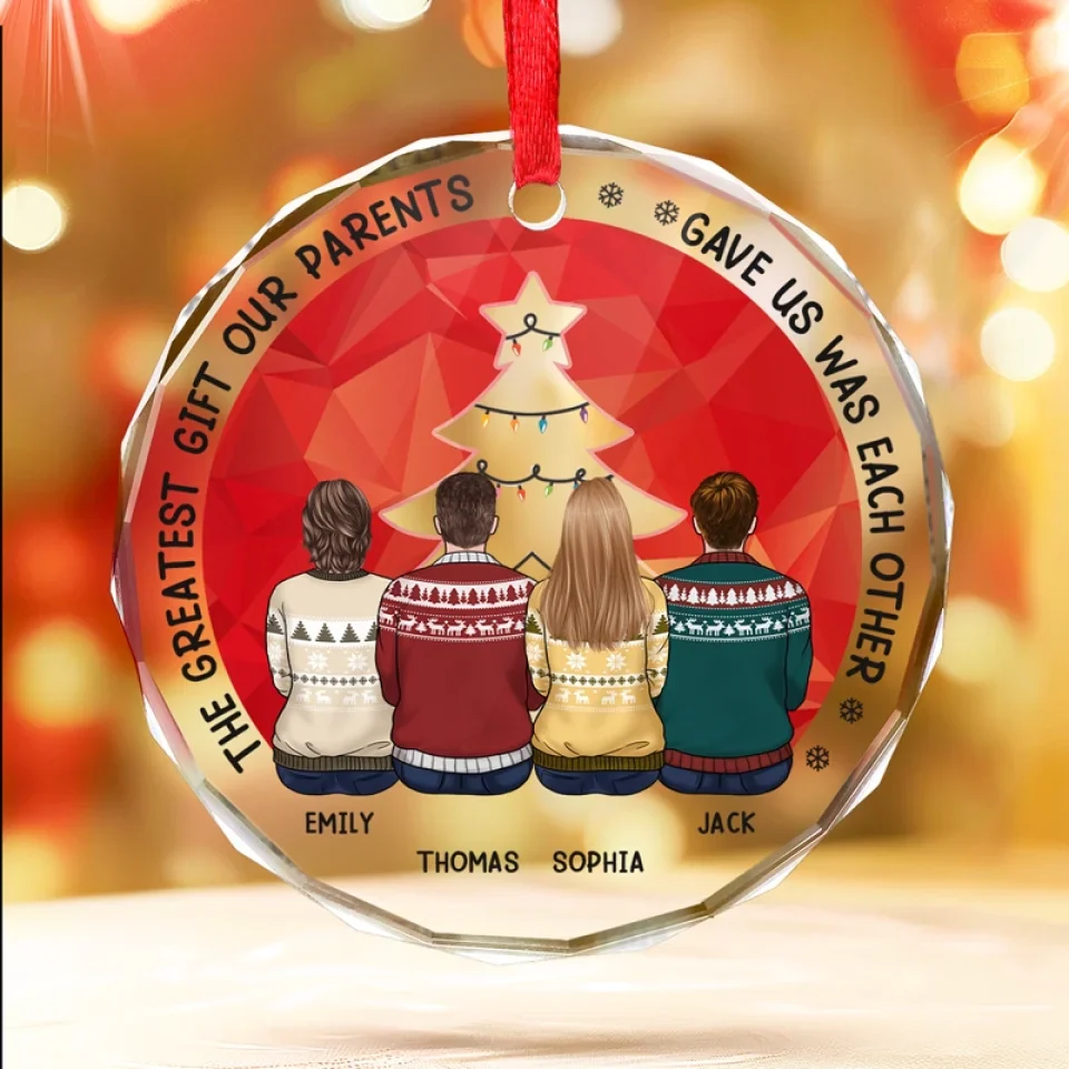 Feel The Peace And Love Of Christmas In Your Heart - Family Personalized Custom Circle Glass Ornament - Christmas Gift For Family Members, Siblings, Brothers, Sisters - Image 3