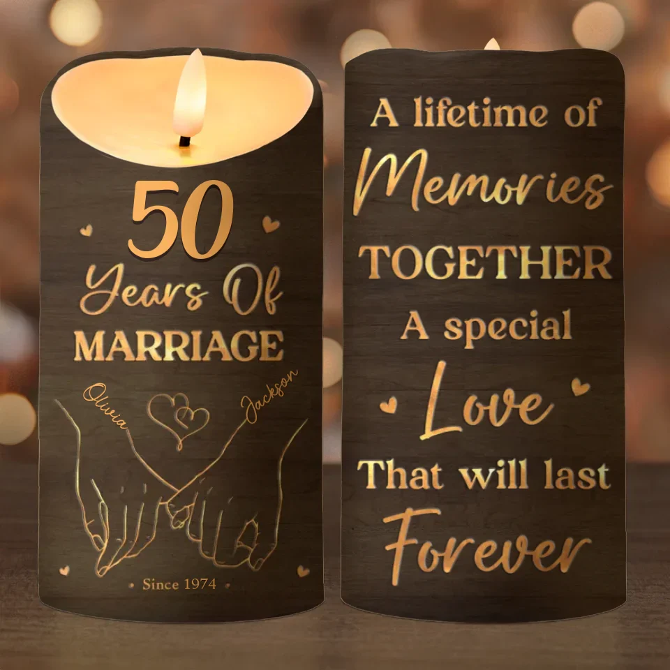 Fingers Entwined, Hearts Aligned - Couple Personalized Custom LED Candle - Christmas Gift For Husband Wife, Anniversary - Image 2