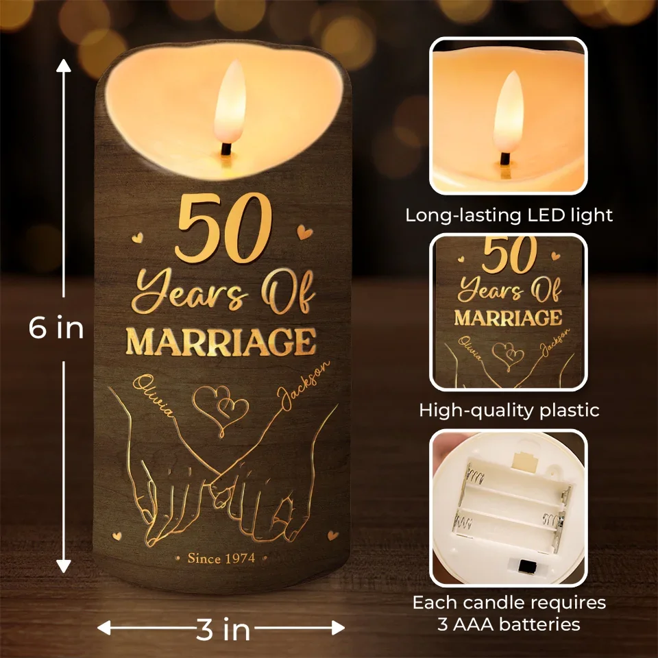Fingers Entwined, Hearts Aligned - Couple Personalized Custom LED Candle - Christmas Gift For Husband Wife, Anniversary - Image 4