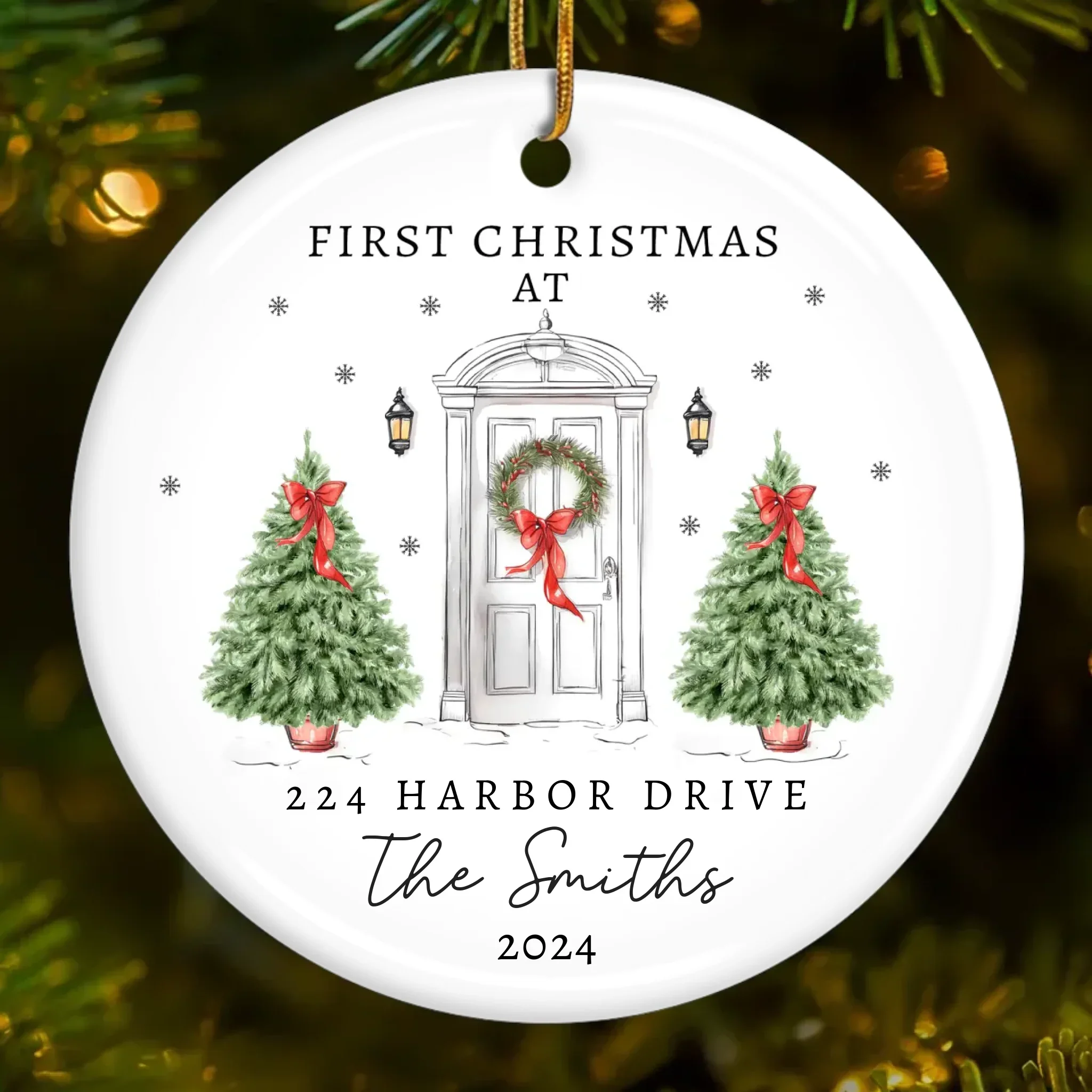 First Christmas At Our Dream House - Family Personalized Custom Ornament - Ceramic Round Shaped - Christmas Gift For Family Members, First Christmas - Image 2