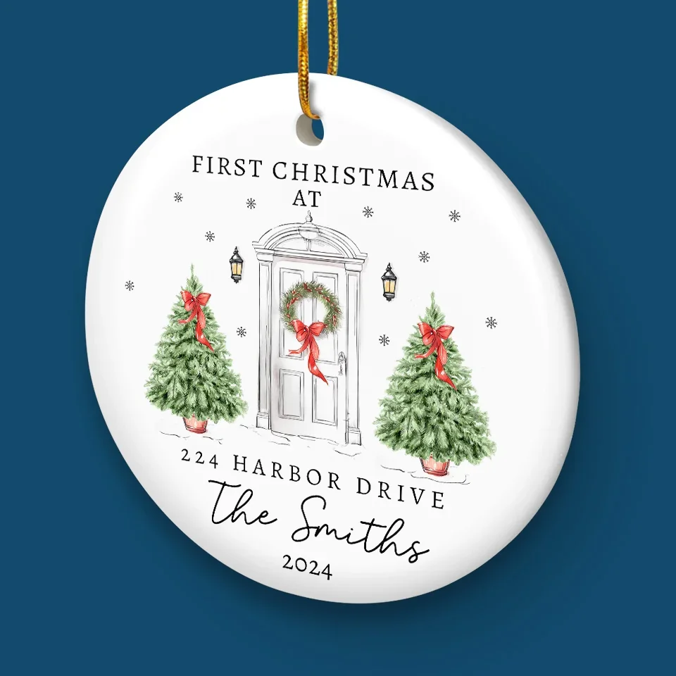 First Christmas At Our Dream House - Family Personalized Custom Ornament - Ceramic Round Shaped - Christmas Gift For Family Members, First Christmas - Image 5