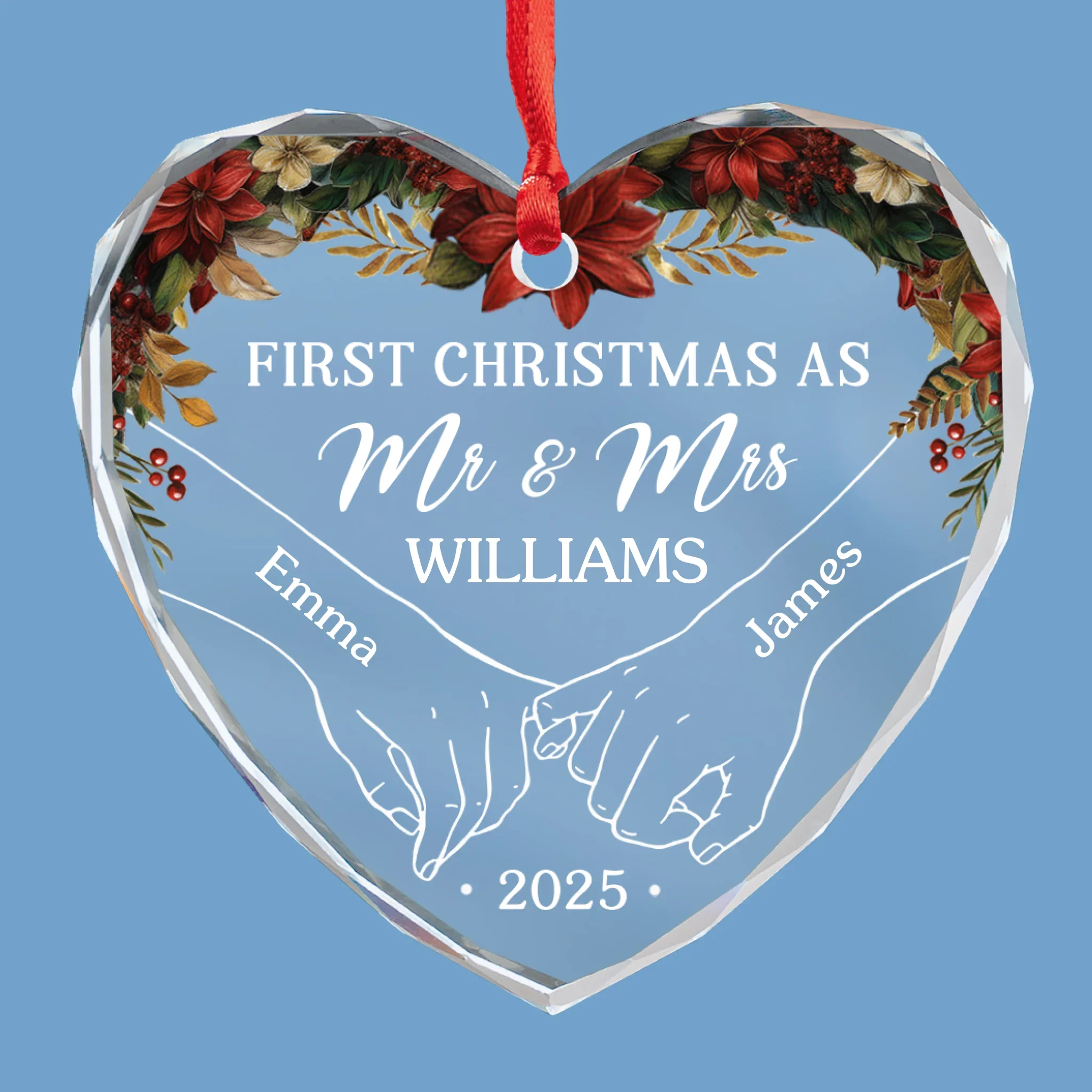 First Christmas Together - Couple Personalized Custom Circle Glass Ornament - Christmas Gift For Husband Wife, Anniversary, First Christmas - Image 6