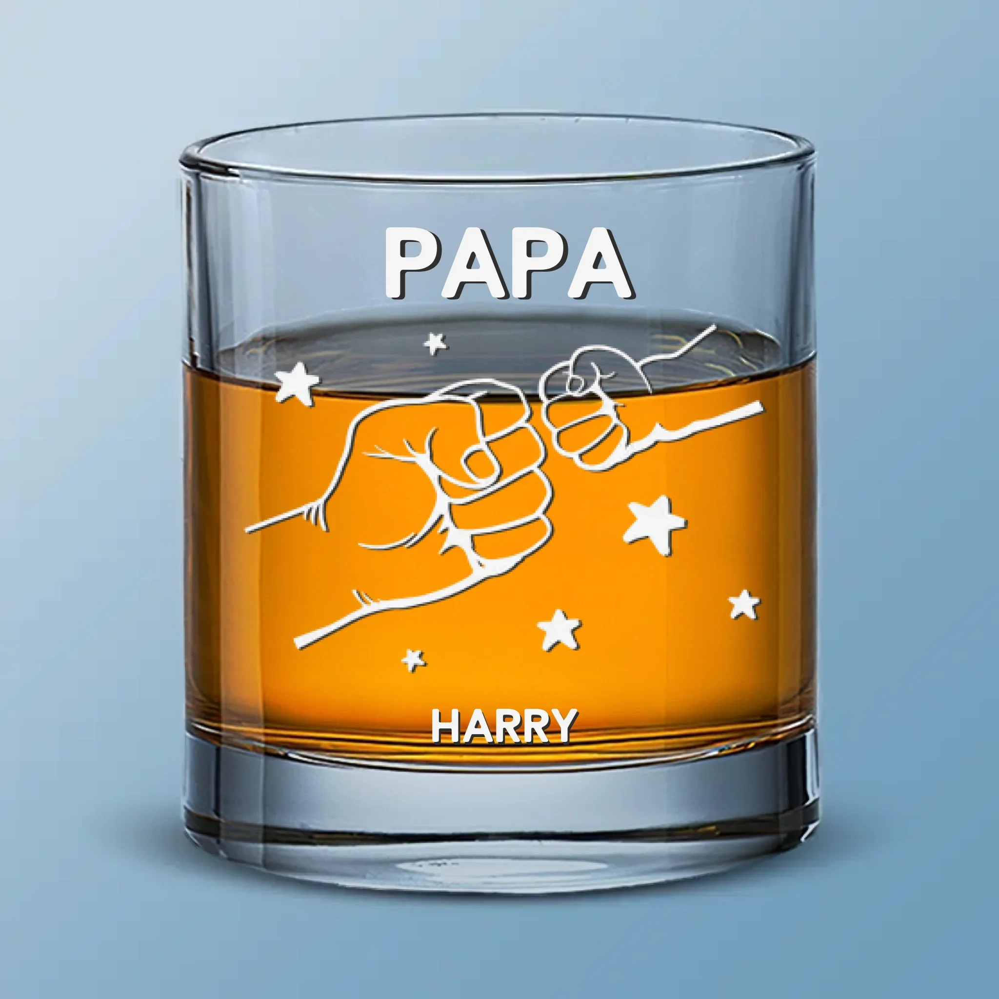 Fist Bumps And Good Times - Family Personalized Custom Whiskey Glass - Father's Day, Gift For Dad, Grandpa - Image 2
