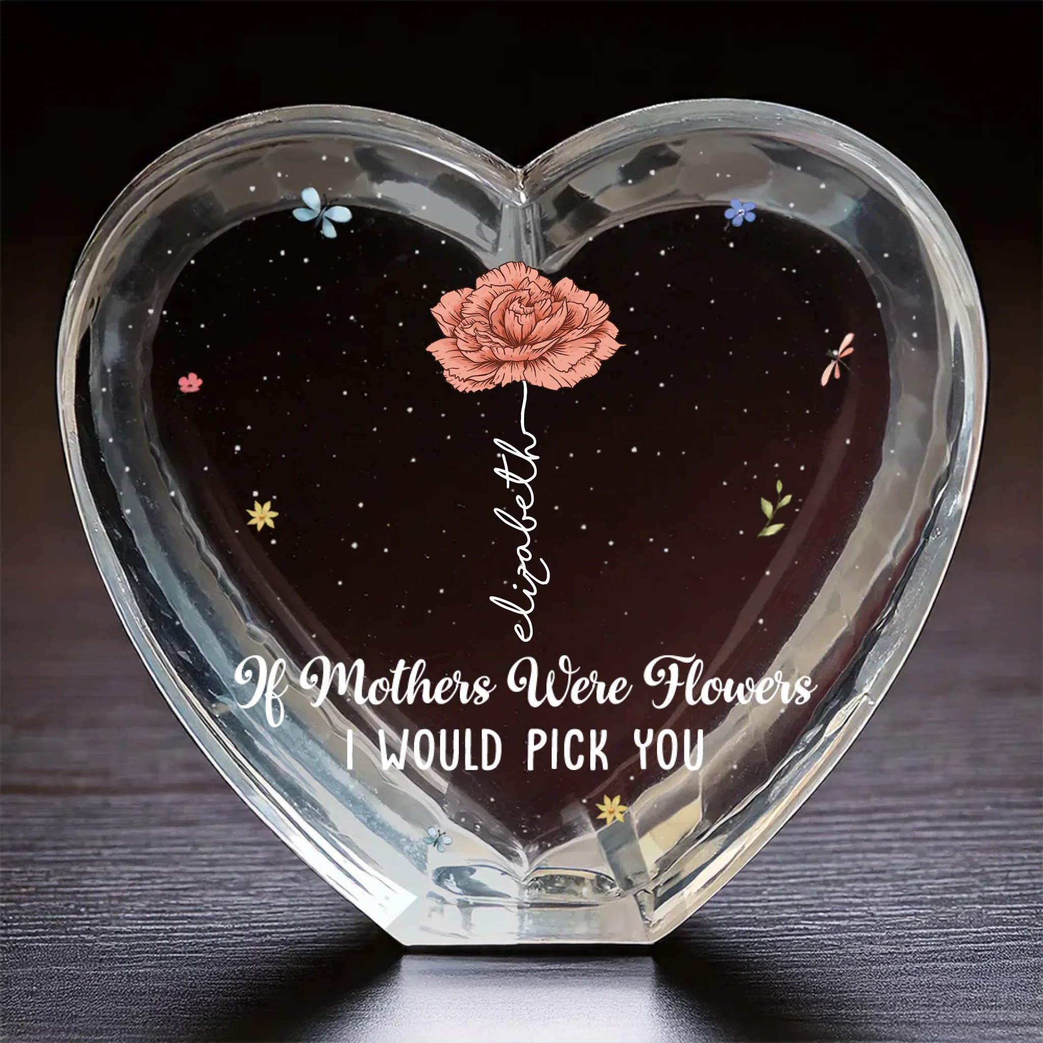 Flowers Bloom In Mother's Garden Of Love - Family Personalized Custom 3D Crystal Heart Shaped - Mother's Day, Gift For Mom, Daughter - Image 2