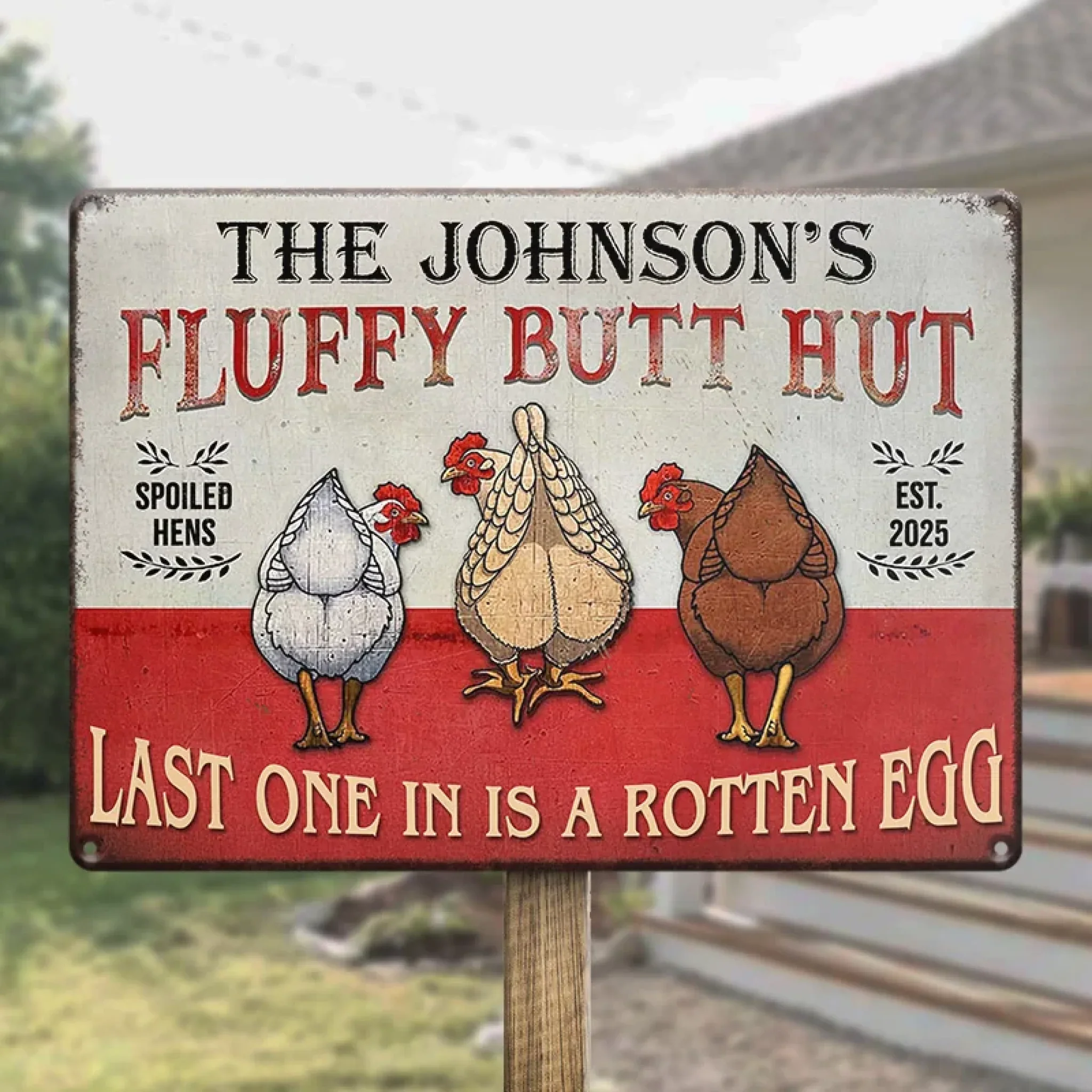 Fluffy Butt Hut - Family Personalized Custom Home Decor Metal Sign - House Warming Gift For Yourself, Husband Wife, Best Friends, Family Members - Image 4