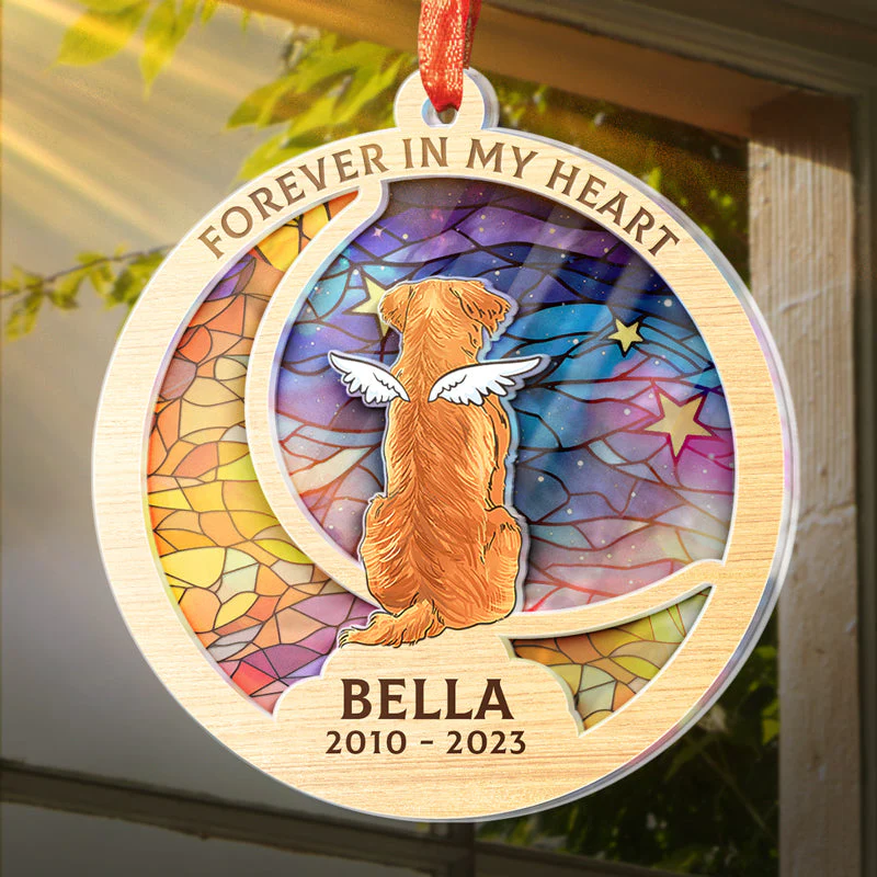 Forever In My Heart - Memorial Personalized Custom Suncatcher Ornament - Acrylic Round Shaped - Christmas Gift, Sympathy Gift For Pet Owners, Pet Lovers - Image 3