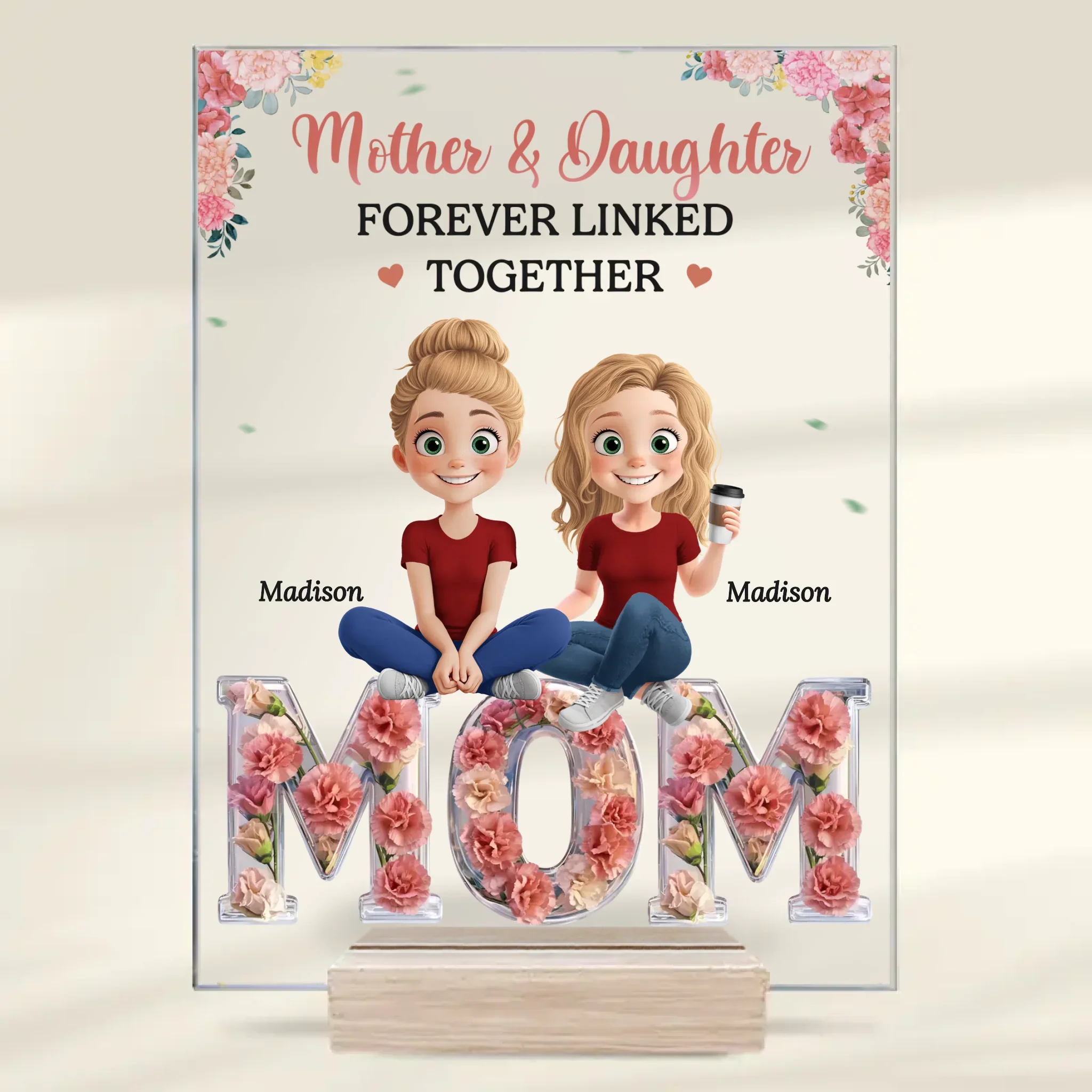 Forever Linked, Always Loved - Family Personalized Custom Rectangle Shaped Acrylic Plaque - Mother's Day, Gift For Mom, Daughter - Image 2