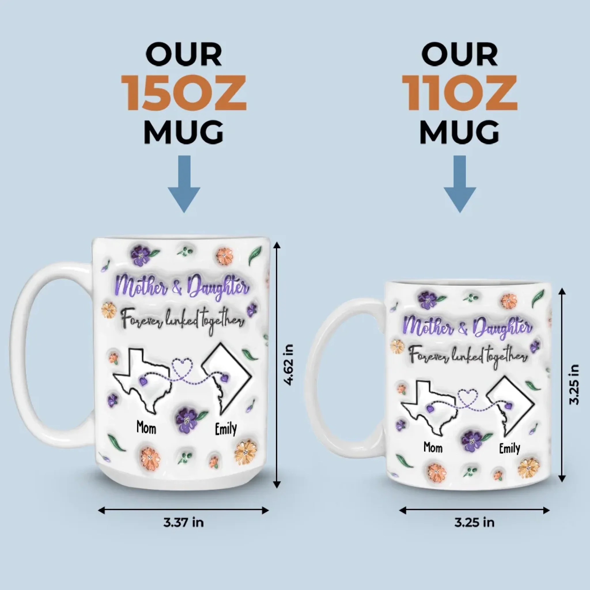 Forever Linked, Heart To Heart - Family Personalized Custom 3D Inflated Effect Printed Mug - Gift For Mom, Daughter - Image 6