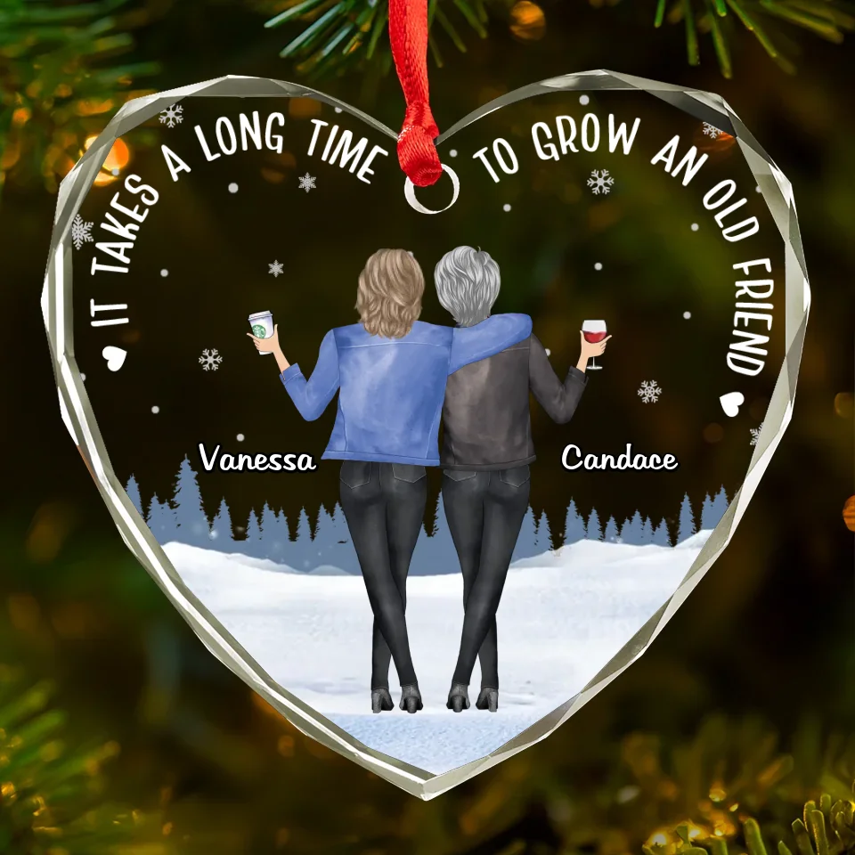 Friends Are The Siblings God Never Gave Us - Bestie Personalized Custom Heart Glass Ornament - Christmas Gift For Best Friends, BFF, Sisters - Image 2