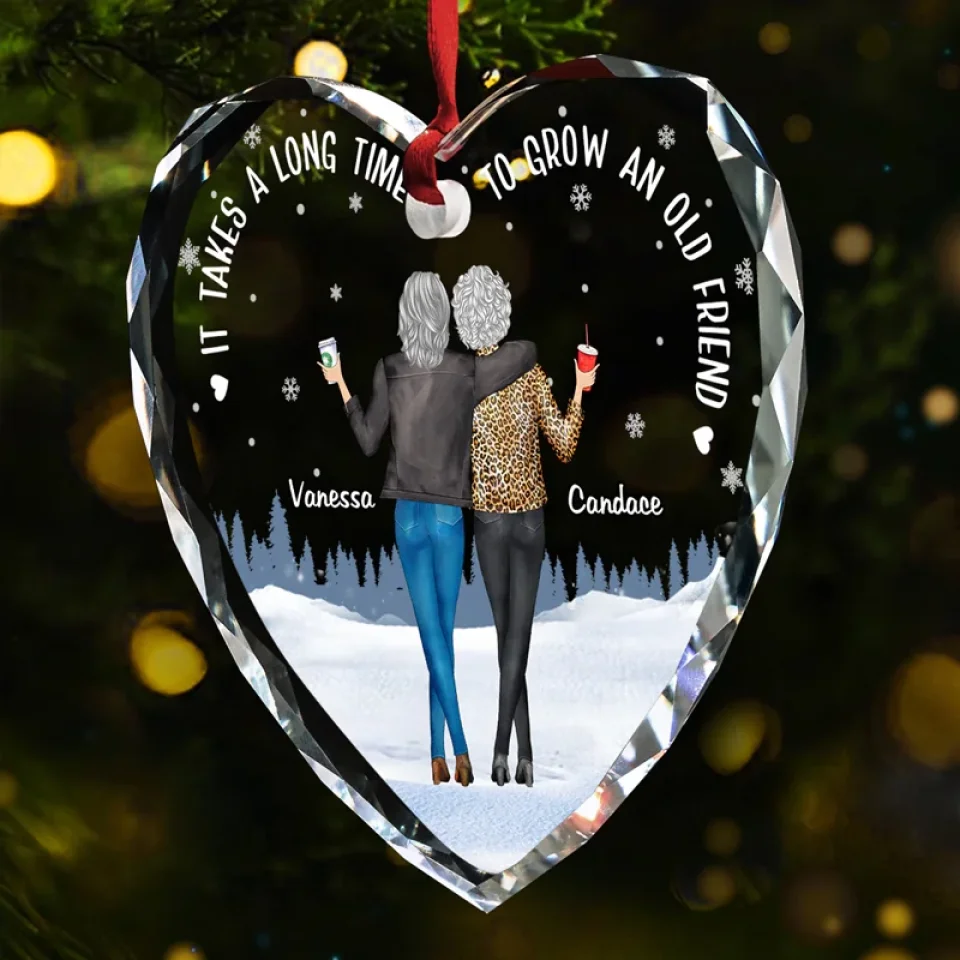 Friends Are The Siblings God Never Gave Us - Bestie Personalized Custom Heart Glass Ornament - Christmas Gift For Best Friends, BFF, Sisters - Image 3