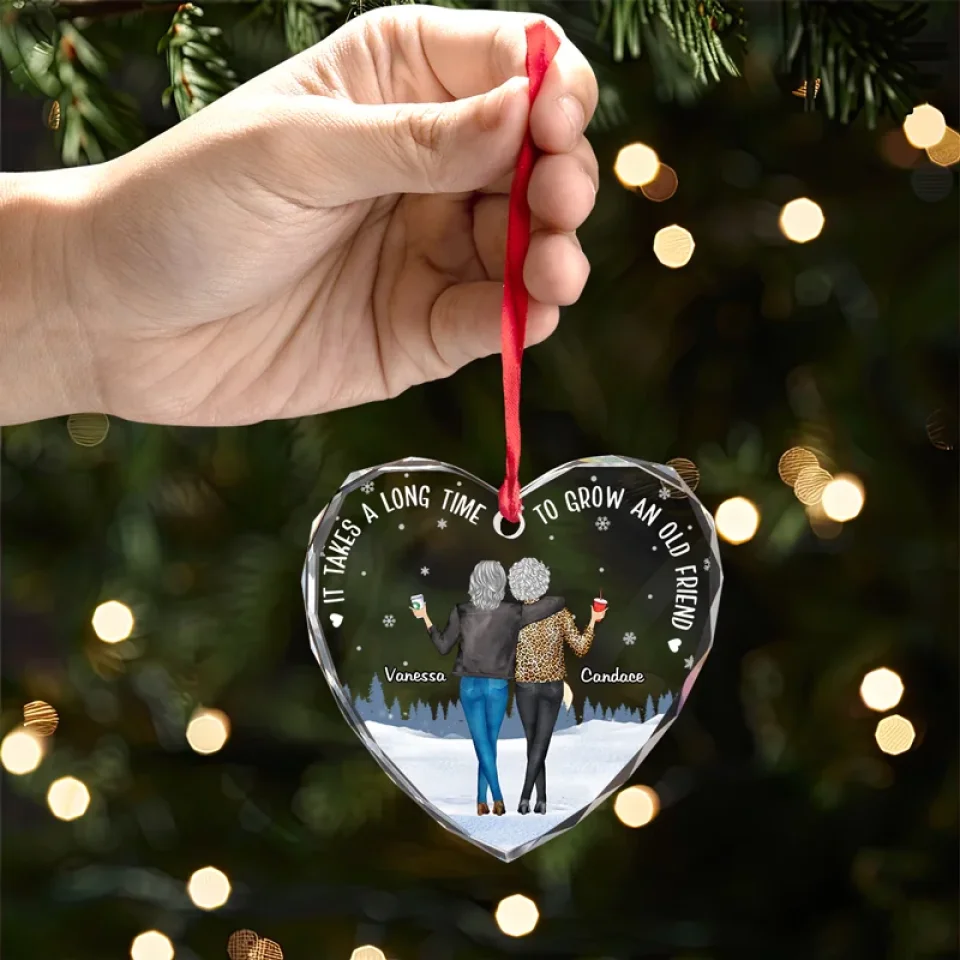 Friends Are The Siblings God Never Gave Us - Bestie Personalized Custom Heart Glass Ornament - Christmas Gift For Best Friends, BFF, Sisters - Image 4