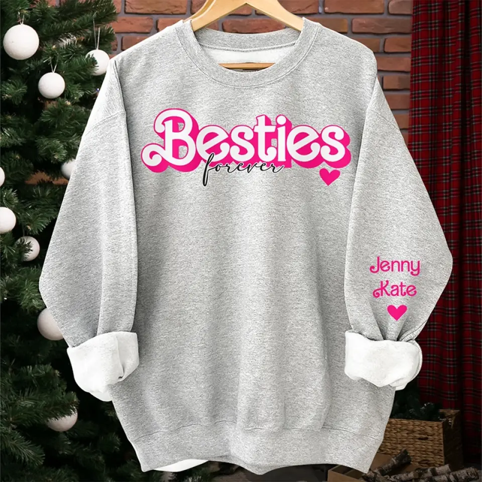 Friends Are The Siblings God Never Gave Us - Bestie Personalized Custom Unisex Sweatshirt With Design On Sleeve - Gift For Best Friends, BFF, Sisters - Image 4