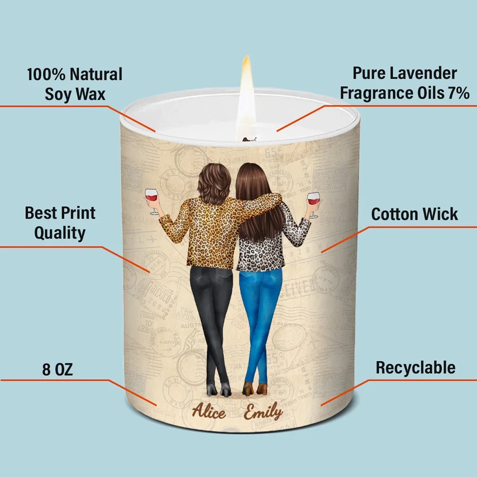 Friends Become Family - Bestie Personalized Custom Smokeless Scented Candle - Christmas Gift For Best Friends, BFF, Sisters - Image 4