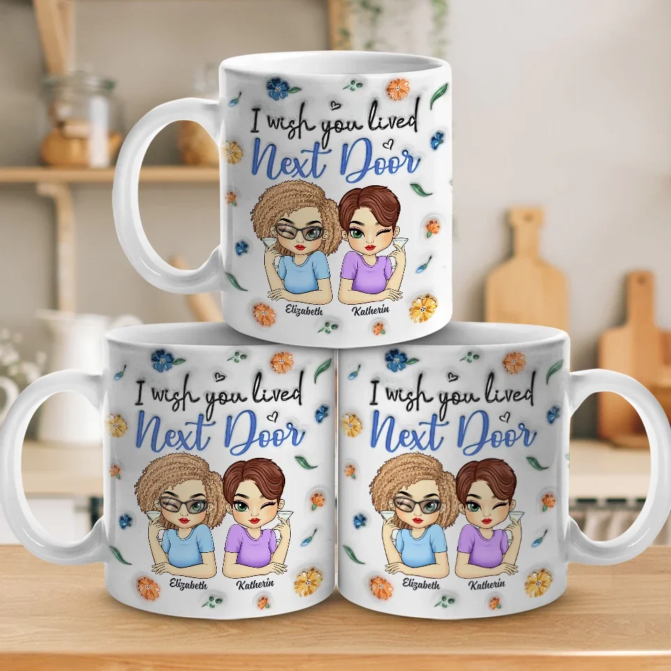 Friends By Chance, Besties By Choice - Bestie Personalized Custom 3D Inflated Effect Printed Mug - Gift For Best Friends, BFF, Sisters - Image 5