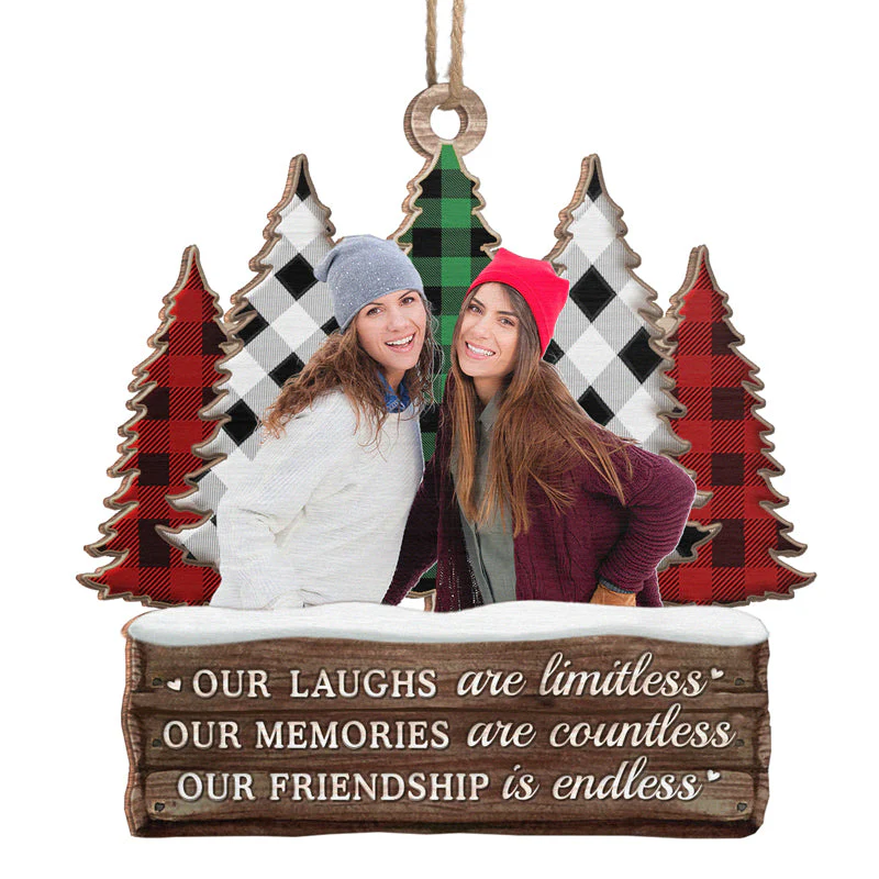 Friends Custom Photo Warm Winter Wishes - Bestie Personalized Custom Ornament - Wood Custom Shaped - Christmas Gift For Best Friends, BFF, Sisters - Image 2