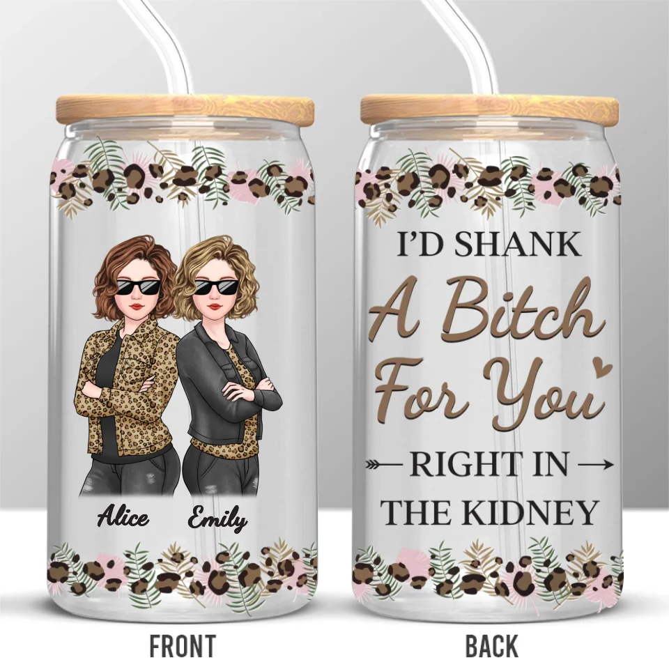 Friends Don’t Let You Do Silly Things Alone - Bestie Personalized Custom Glass Cup, Iced Coffee Cup - Christmas Gift For Best Friends, BFF, Sisters - Image 2