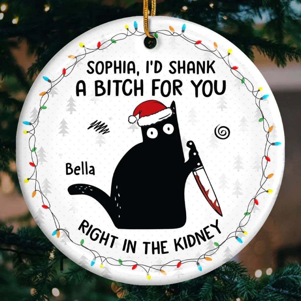 Friends Offer Free Therapy - Friend Personalized Custom Ornament - Ceramic Round Shaped - Christmas Gift For Best Friends, Sisters, Family Members, Coworkers