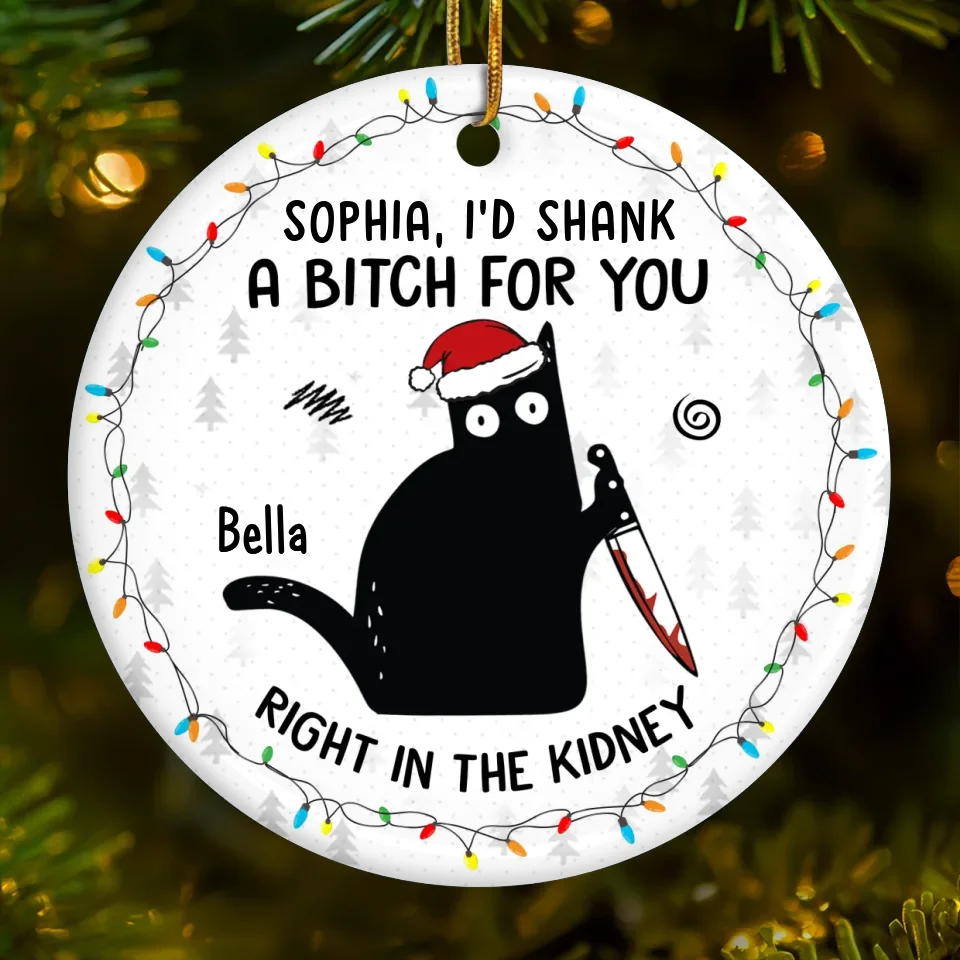 Friends Offer Free Therapy - Friend Personalized Custom Ornament - Ceramic Round Shaped - Christmas Gift For Best Friends, Sisters, Family Members, Coworkers - Image 2
