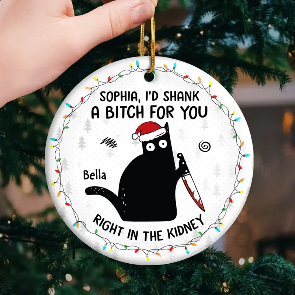 Friends Offer Free Therapy - Friend Personalized Custom Ornament - Ceramic Round Shaped - Christmas Gift For Best Friends, Sisters, Family Members, Coworkers - Image 3