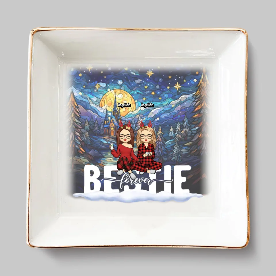 Friends Who Holiday Together Sleigh Together - Bestie Personalized Custom Jewelry Dish - Christmas Gift For Best Friends, BFF, Sisters - Image 2