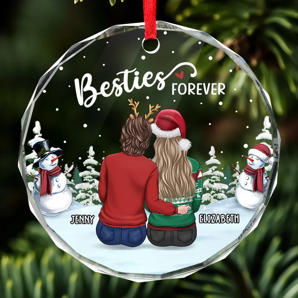 Friends Who Jingle Together Stay Together - Bestie Personalized Custom Circle Glass Ornament - Christmas Gift For Best Friends, BFF, Sisters - Image 3