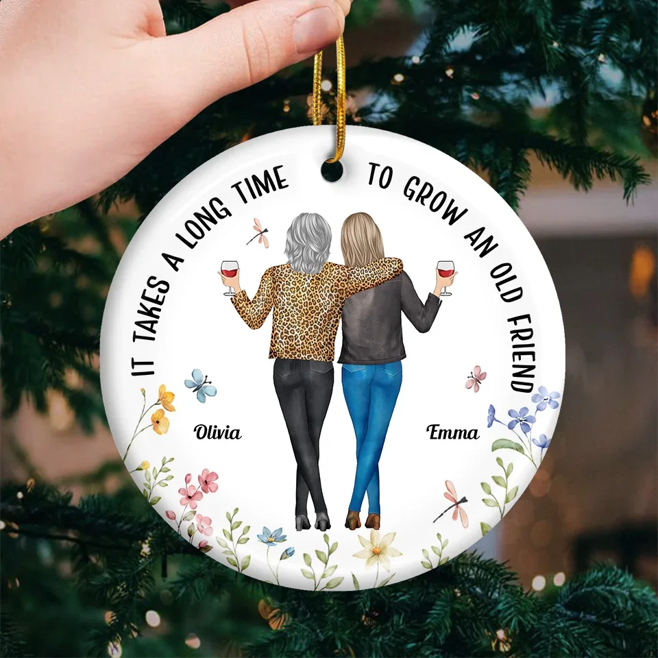 Friendship Is A Journey That Lasts A Lifetime - Bestie Personalized Custom Ornament - Ceramic Round Shaped - Christmas Gift For Best Friends, BFF, Sisters - Image 3