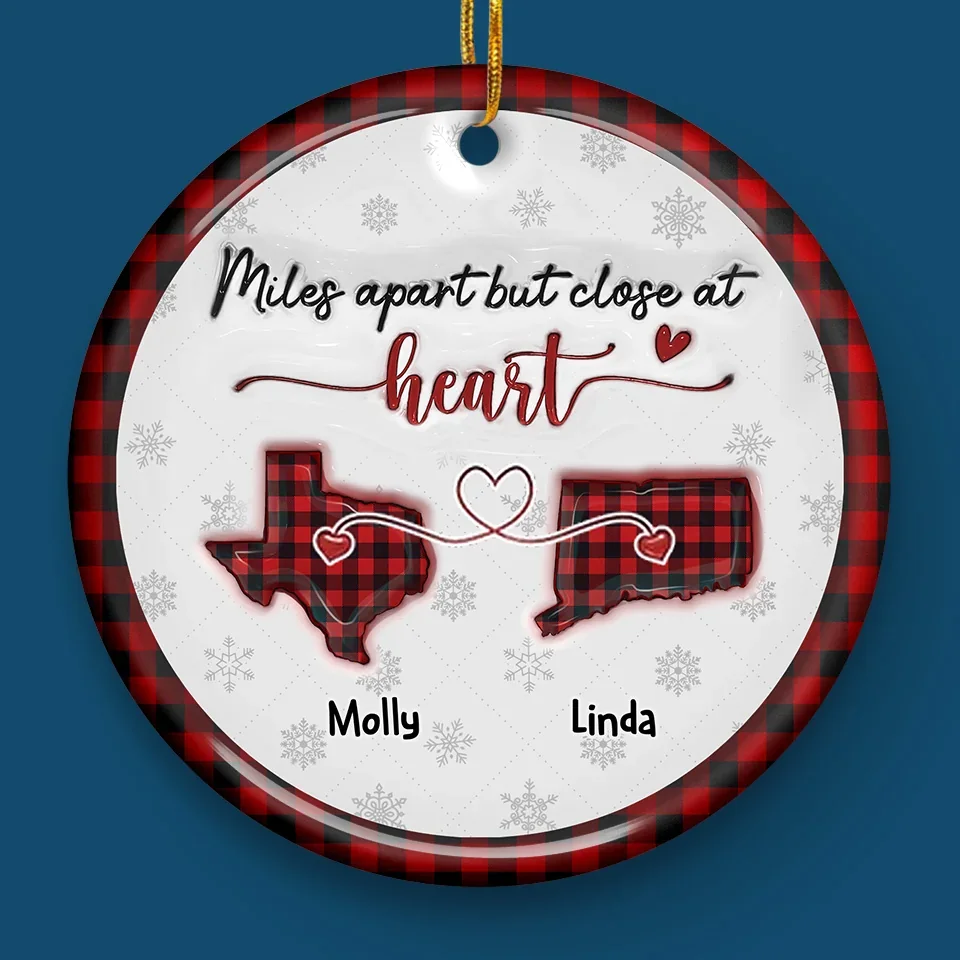 Friendship Is The Thread That Connects Our Hearts - Bestie Personalized Custom 3D Inflated Effect Printed Ornament - Ceramic Round Shaped - Christmas Gift For Best Friends, BFF, Sisters - Image 4