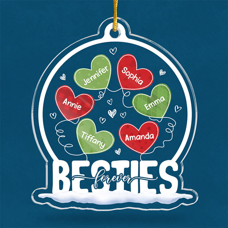 Friendship’s The Wine Of Life - Bestie Personalized Custom Ornament - Acrylic Snow Globe Shaped - Christmas Gift For Best Friends, BFF, Sisters - Image 3