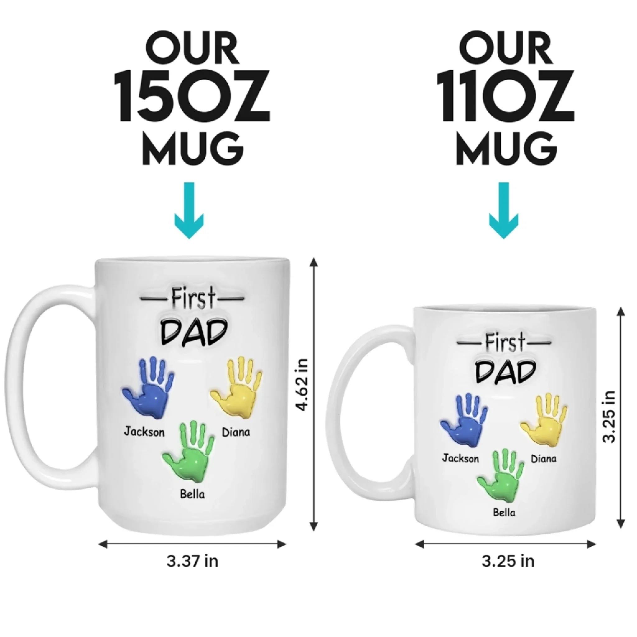 From Dad To Grandpa - Family Personalized Custom 3D Inflated Effect Printed Mug - Father's Day, Gift For Dad, Grandpa - Image 6