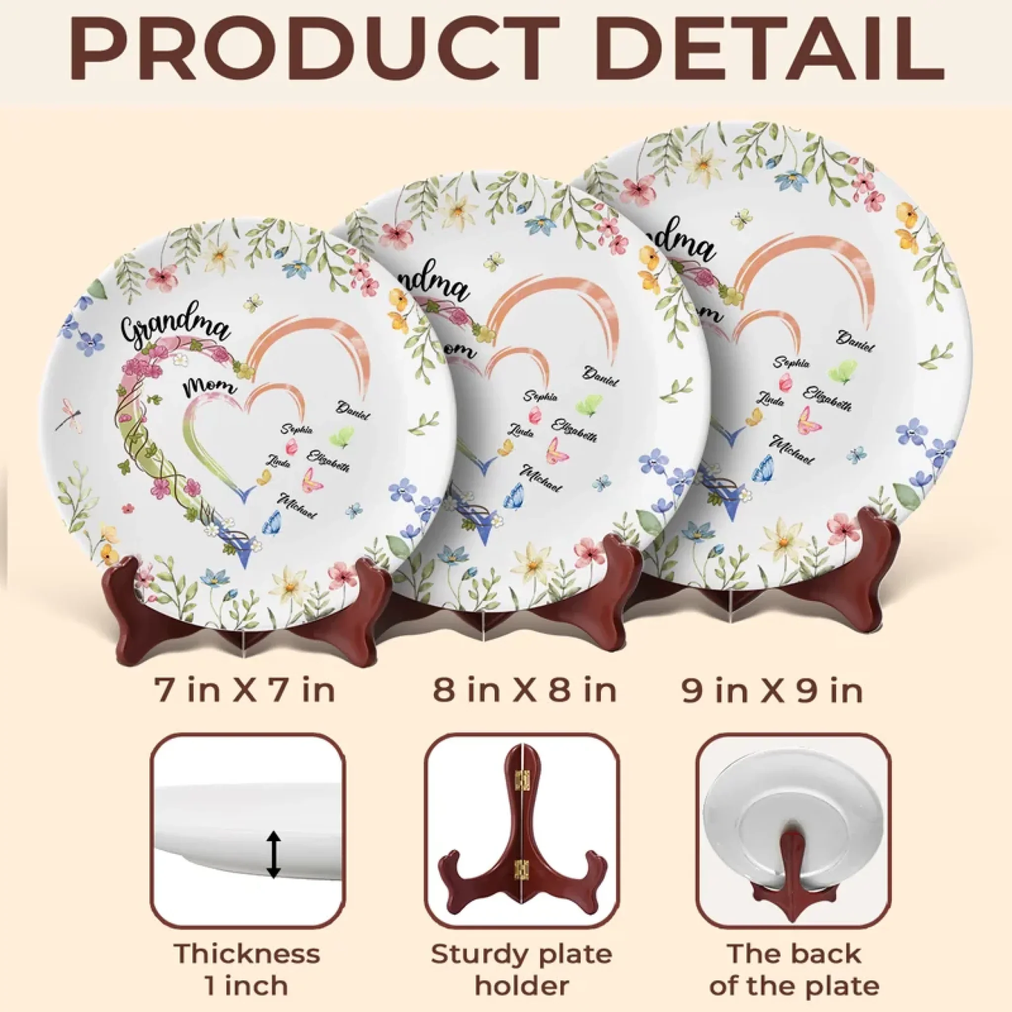 From Grandma to Mom to Us - Family Personalized Custom Ceramic Plate - Mother's Day, Gift For Mom, Grandma - Image 5