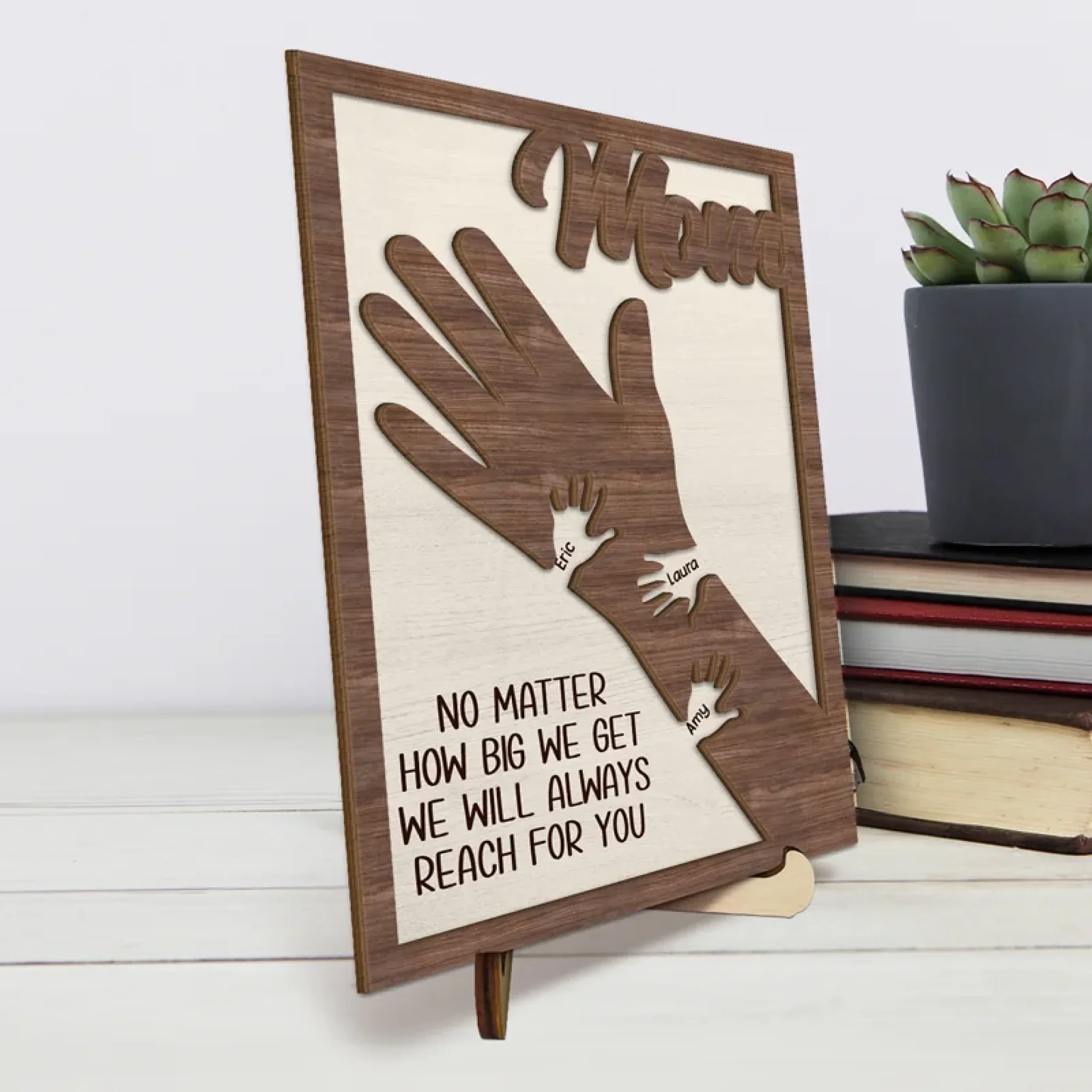 From Little Hands To Big Hearts - Family Personalized Custom 2-Layered Wooden Plaque With Stand - Mother's Day Gift For Mom, Grandma - Image 4