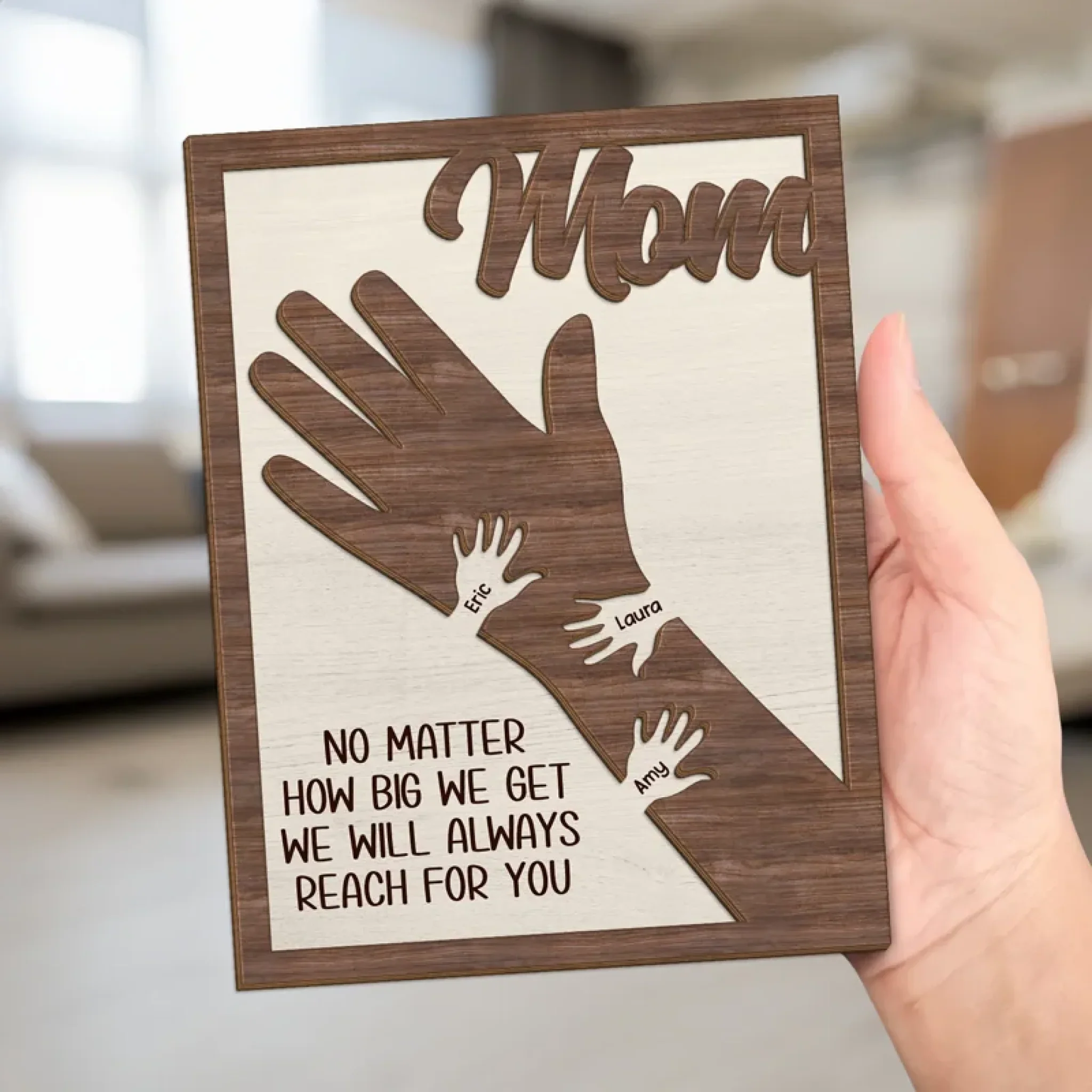 From Little Hands To Big Hearts - Family Personalized Custom 2-Layered Wooden Plaque With Stand - Mother's Day Gift For Mom, Grandma - Image 5
