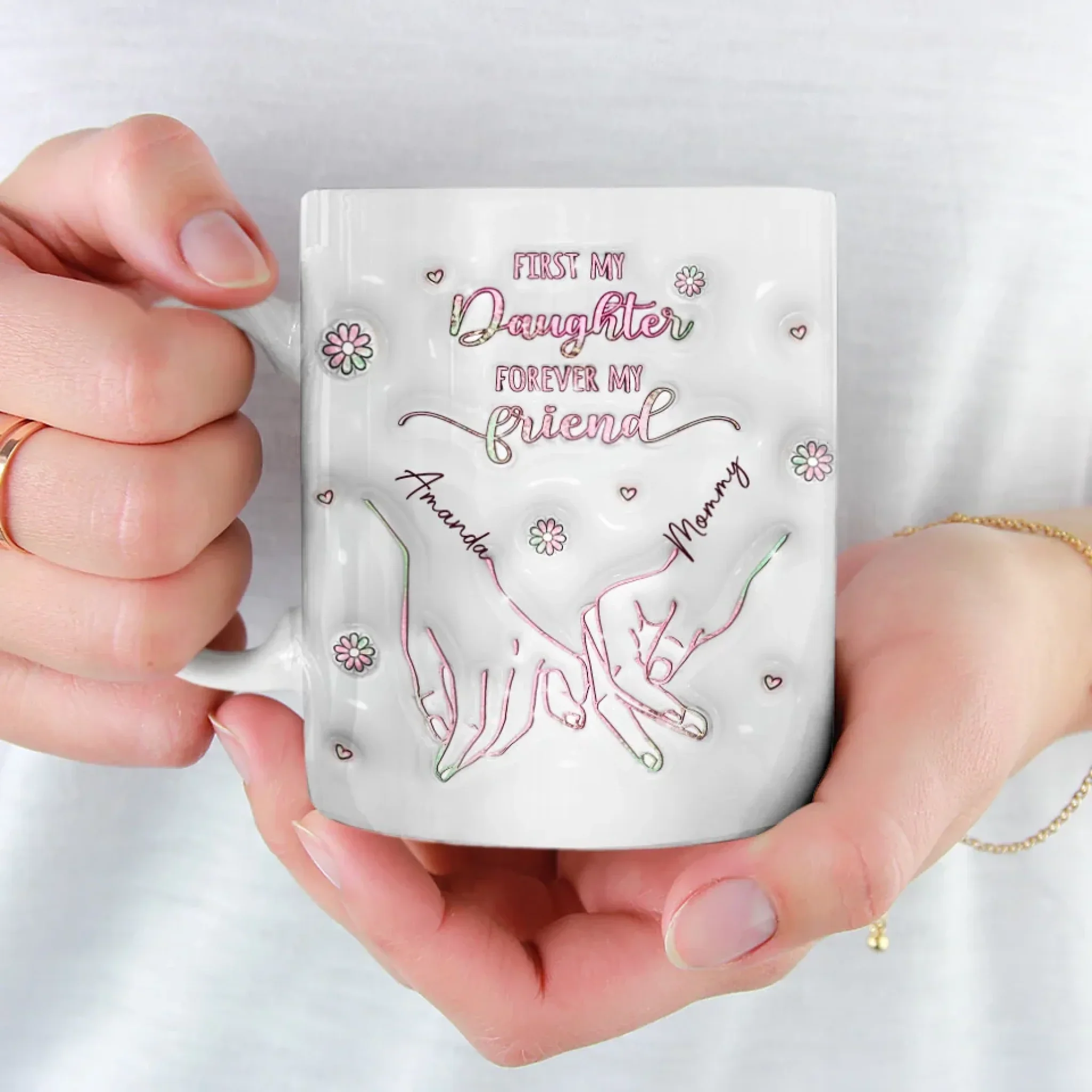 From My Hands To Yours, Always - Family Personalized Custom 3D Inflated Effect Printed Mug - Mother's Day, Gift For Mom, Daughter - Image 4