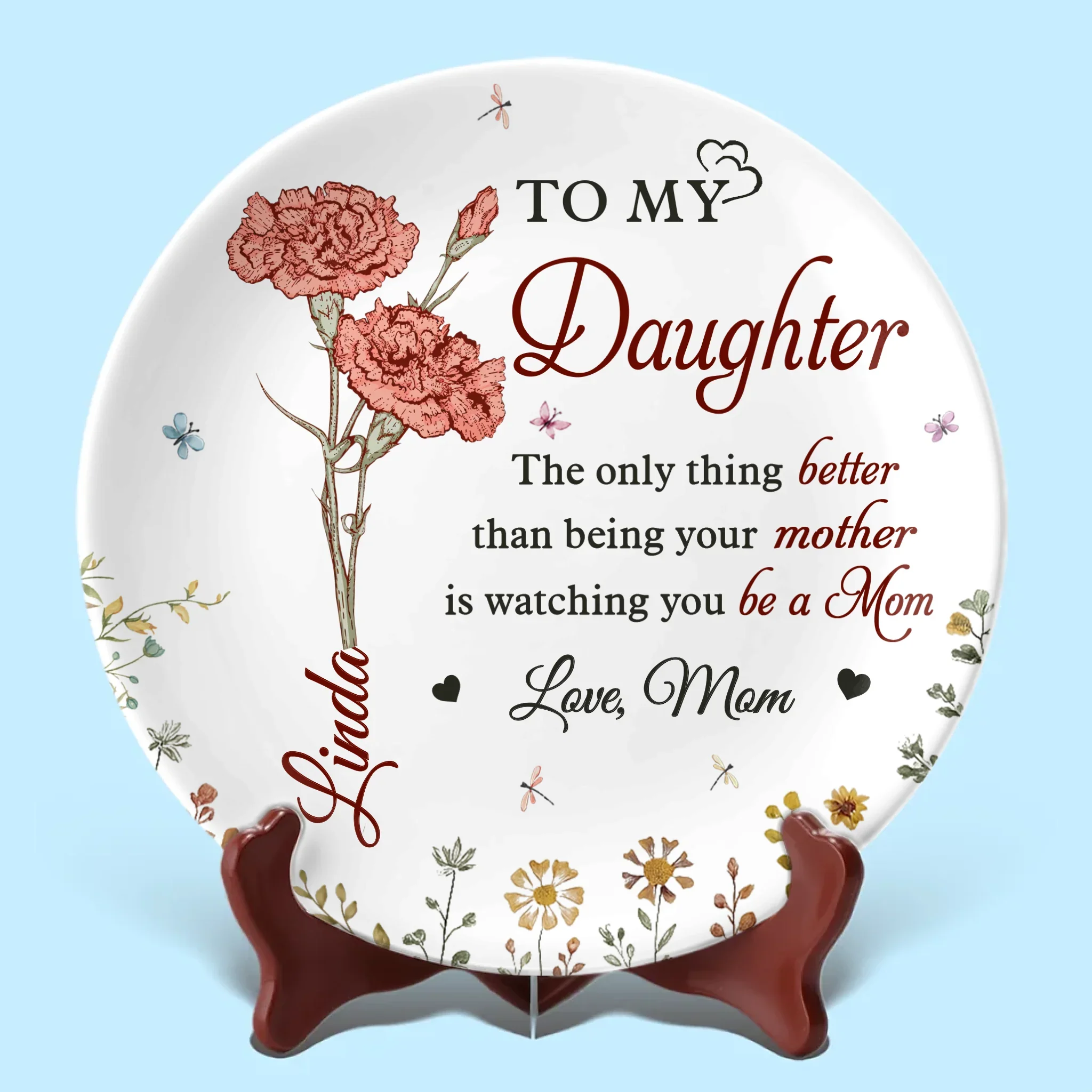 From My Heart To Yours, Always Loved - Family Personalized Custom Ceramic Plate - Mother's Day, Gift For Mom, Daughter - Image 2