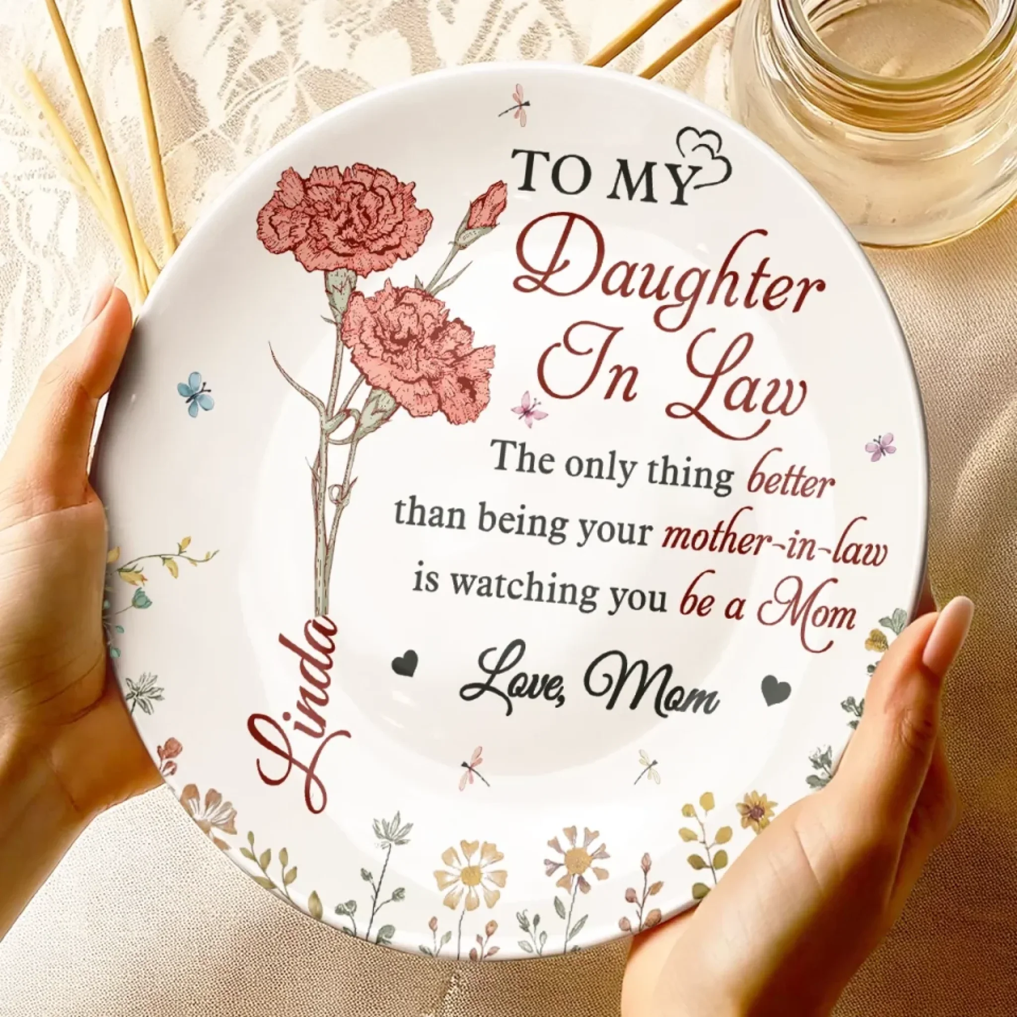 From My Heart To Yours, Always Loved - Family Personalized Custom Ceramic Plate - Mother's Day, Gift For Mom, Daughter - Image 4