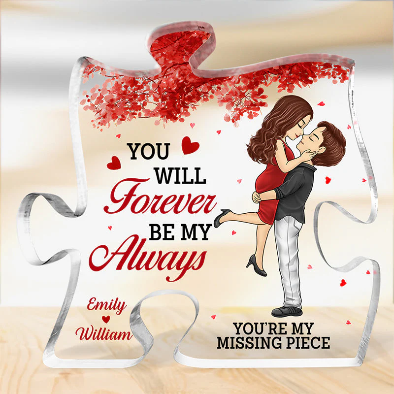 From Our First Kiss Till Our Last Breath - Couple Personalized Custom Puzzle Shaped Acrylic Plaque - Christmas Gift For Husband Wife, Anniversary - Image 2