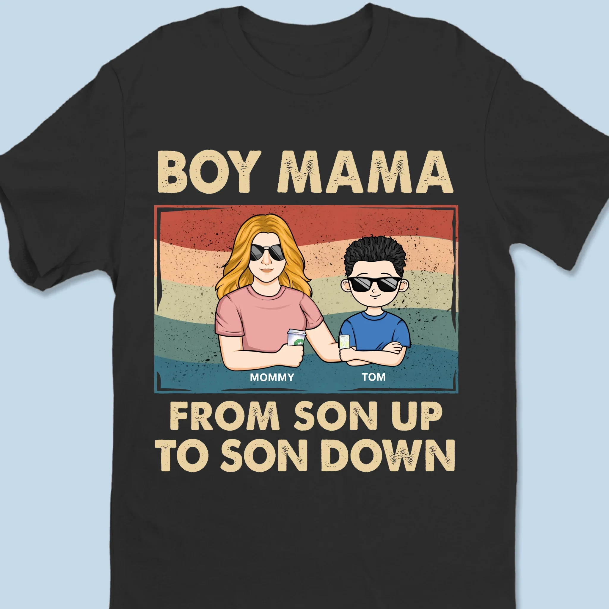 From Son Up To Son Down - Family Personalized Custom Unisex T-shirt, Premium T-shirt, Hoodie - Mother's Day Gift For Mom, Daughter, Son - Image 2
