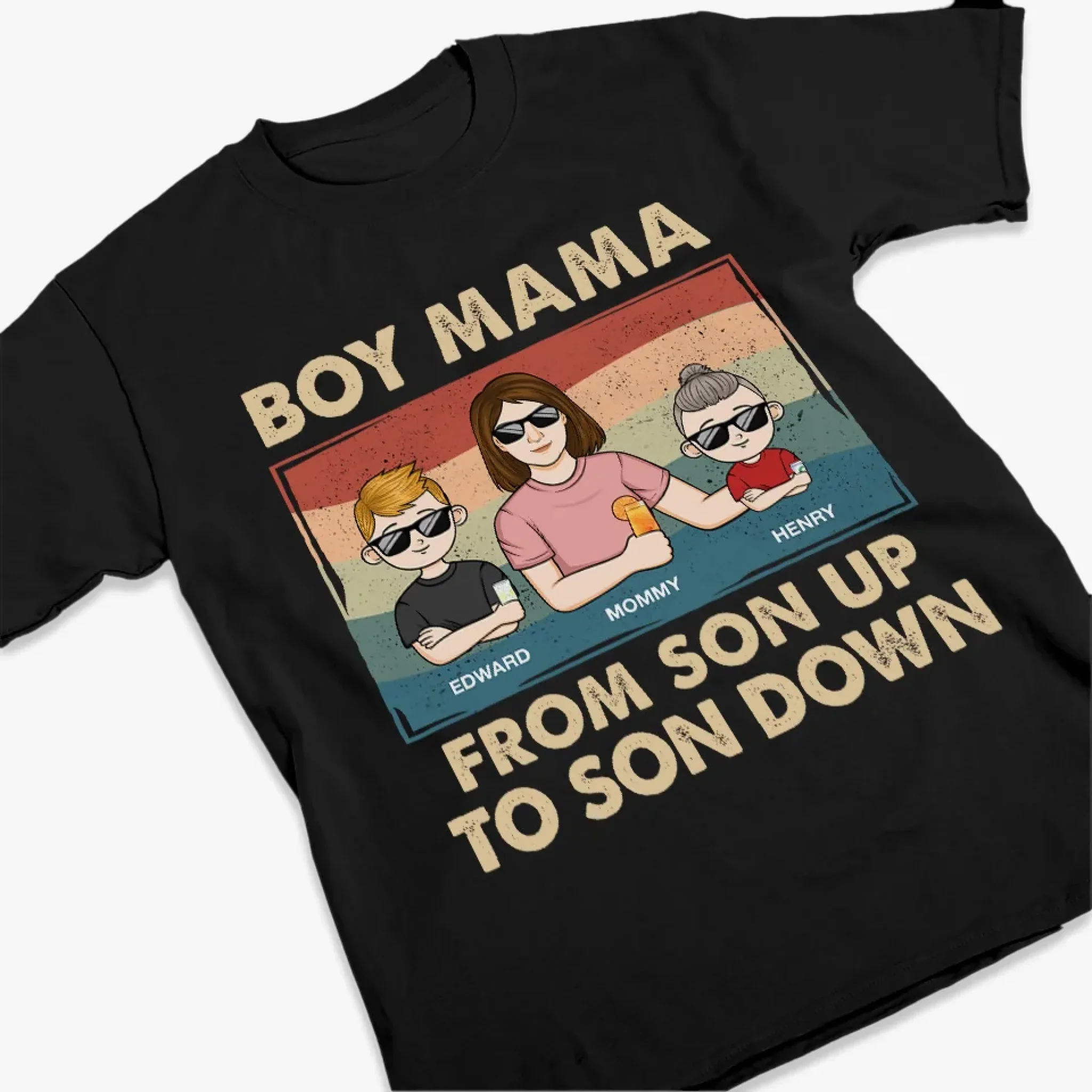 From Son Up To Son Down - Family Personalized Custom Unisex T-shirt, Premium T-shirt, Hoodie - Mother's Day Gift For Mom, Daughter, Son - Image 3