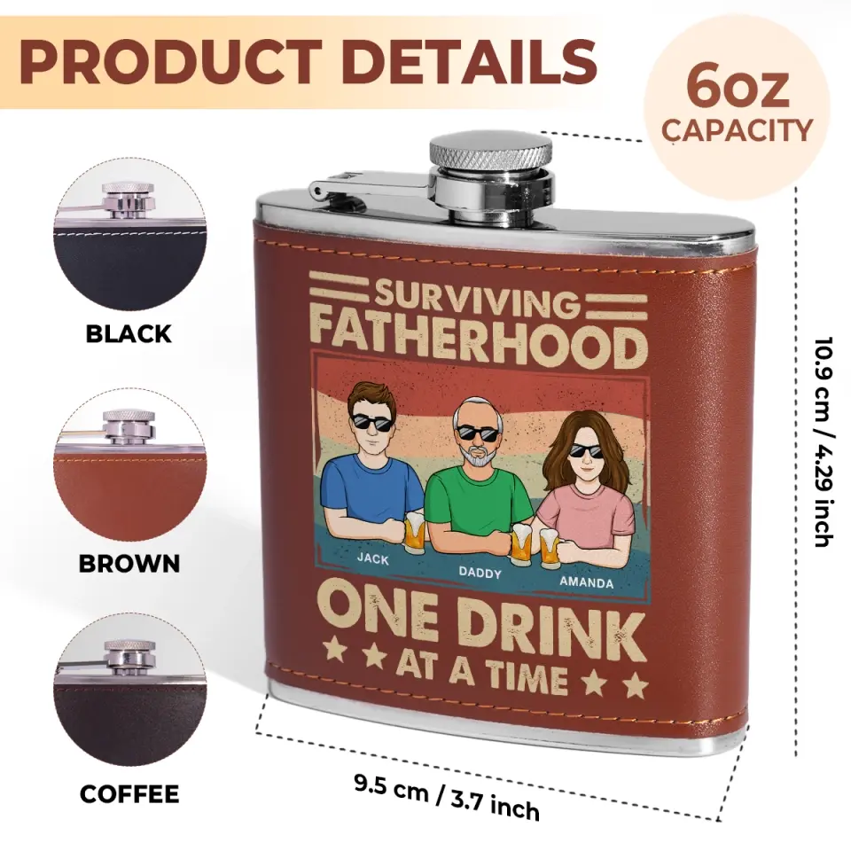 From The Reasons You Drink, Dad - Family Personalized Custom Hip Flask - Father's Day, Gift For Dad, Grandpa - Image 3